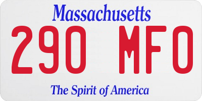 MA license plate 290MF0
