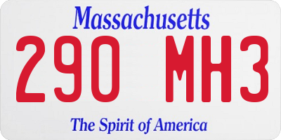 MA license plate 290MH3