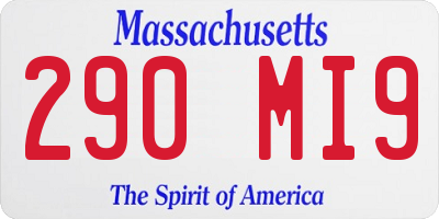 MA license plate 290MI9