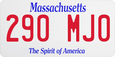 MA license plate 290MJ0