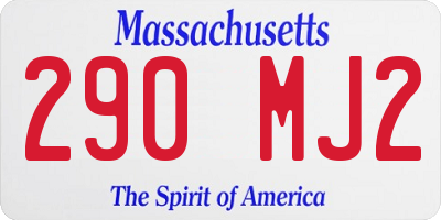 MA license plate 290MJ2