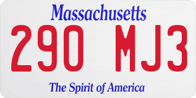 MA license plate 290MJ3