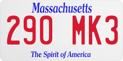 MA license plate 290MK3