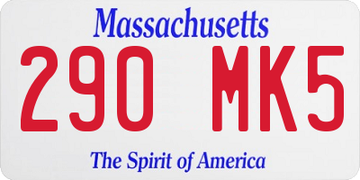 MA license plate 290MK5