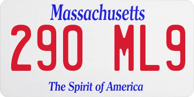 MA license plate 290ML9