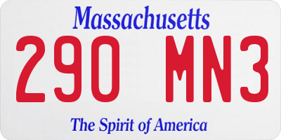 MA license plate 290MN3