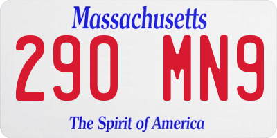 MA license plate 290MN9
