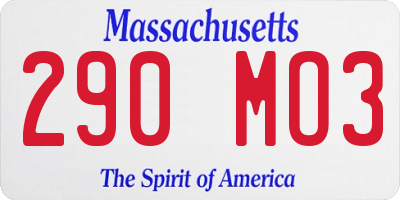 MA license plate 290MO3