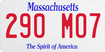 MA license plate 290MO7