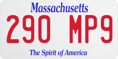 MA license plate 290MP9