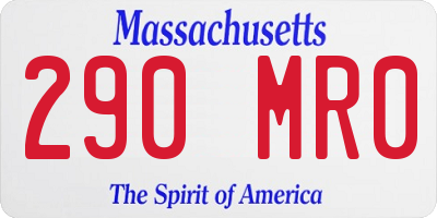 MA license plate 290MR0