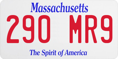 MA license plate 290MR9