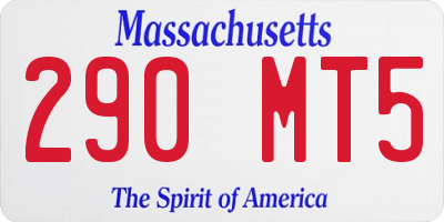 MA license plate 290MT5