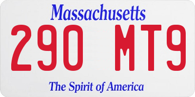 MA license plate 290MT9