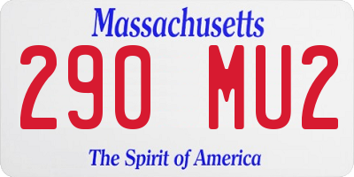 MA license plate 290MU2