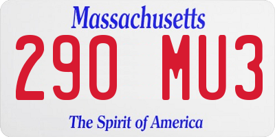 MA license plate 290MU3