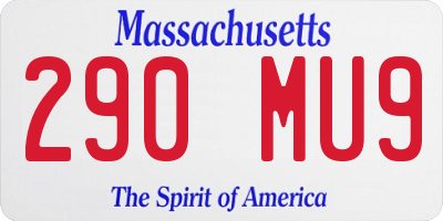 MA license plate 290MU9