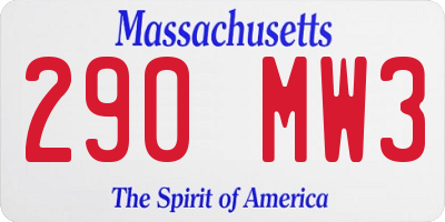 MA license plate 290MW3