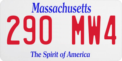 MA license plate 290MW4
