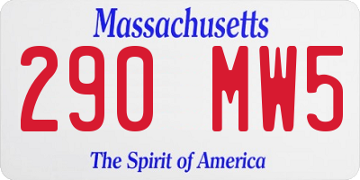MA license plate 290MW5