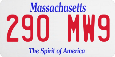 MA license plate 290MW9