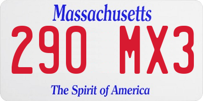 MA license plate 290MX3