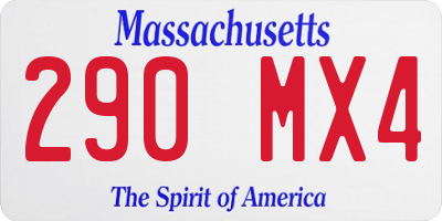 MA license plate 290MX4