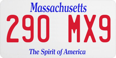 MA license plate 290MX9