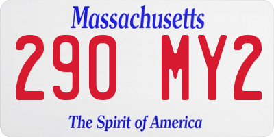 MA license plate 290MY2
