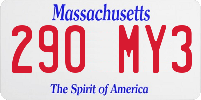 MA license plate 290MY3