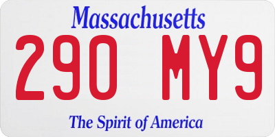 MA license plate 290MY9