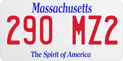MA license plate 290MZ2