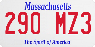 MA license plate 290MZ3