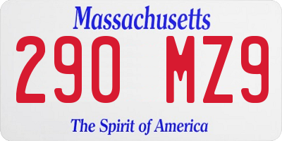 MA license plate 290MZ9