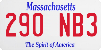 MA license plate 290NB3