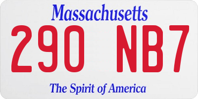 MA license plate 290NB7