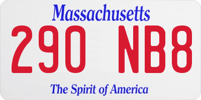 MA license plate 290NB8