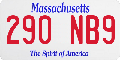 MA license plate 290NB9