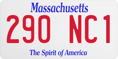 MA license plate 290NC1