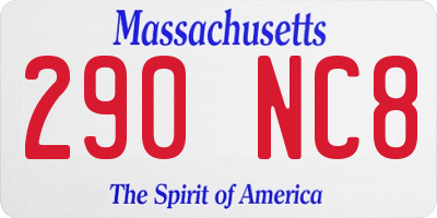MA license plate 290NC8