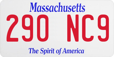 MA license plate 290NC9