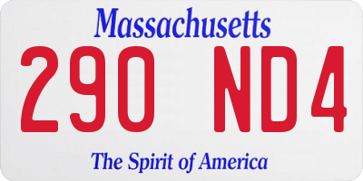 MA license plate 290ND4