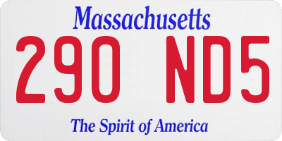 MA license plate 290ND5