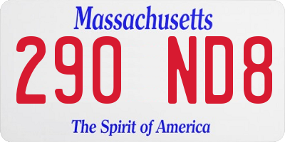 MA license plate 290ND8