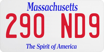 MA license plate 290ND9