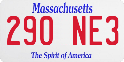MA license plate 290NE3