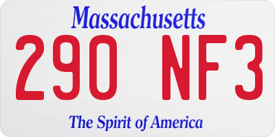 MA license plate 290NF3