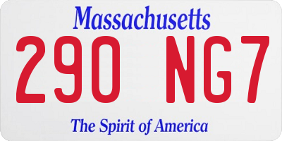 MA license plate 290NG7