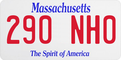MA license plate 290NH0