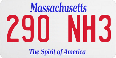 MA license plate 290NH3